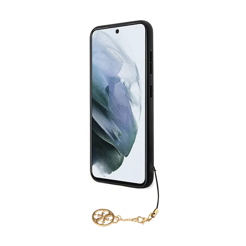Guess 4G Charms Collection - dėklas Samsung Galaxy A35 5G (juodas)