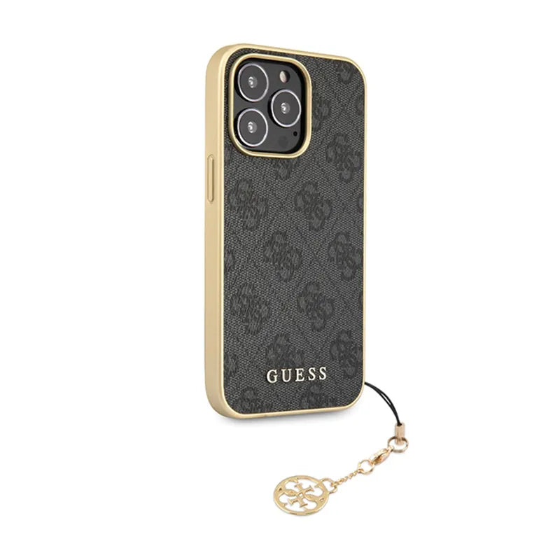 Guess 4G Charms Collection – dėklas, skirtas „iPhone 14 Pro“ (pilkas)