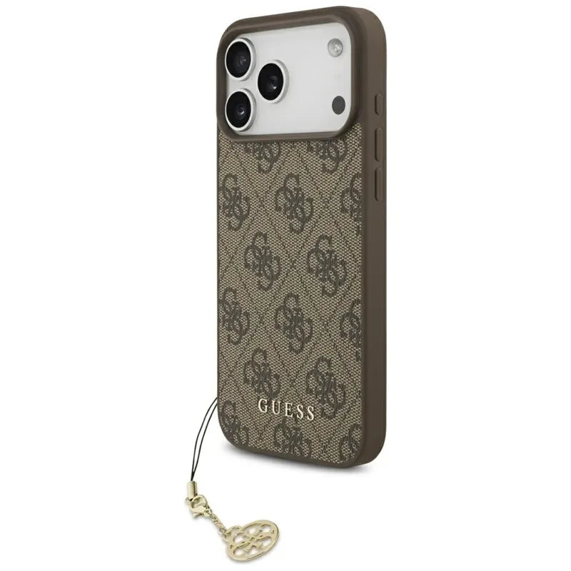 Guess 4G Charms Collection MagSafe - dėklas iPhone 17 Pro Max (rudos spalvos)