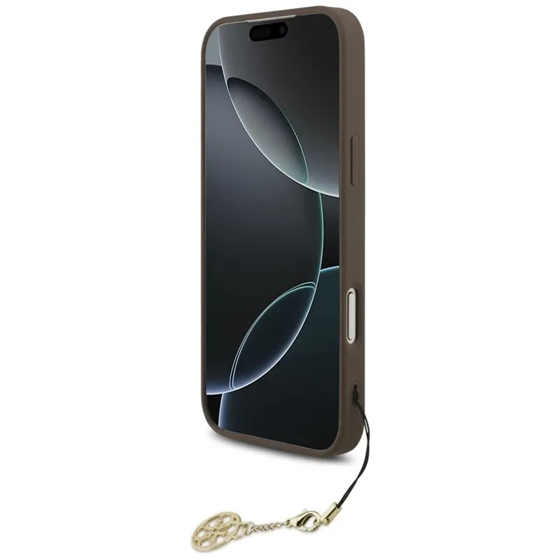 Guess 4G Charms Collection MagSafe - dėklas iPhone 17 Pro Max (rudos spalvos)