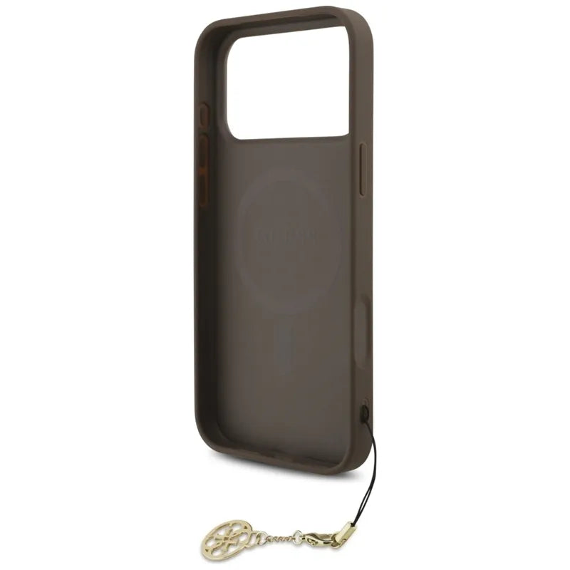 Guess 4G Charms Collection MagSafe - dėklas iPhone 17 Pro Max (rudos spalvos)