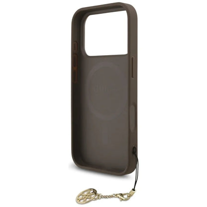 Guess 4G Charms Collection MagSafe – dėklas iPhone 17 Pro (rudas)