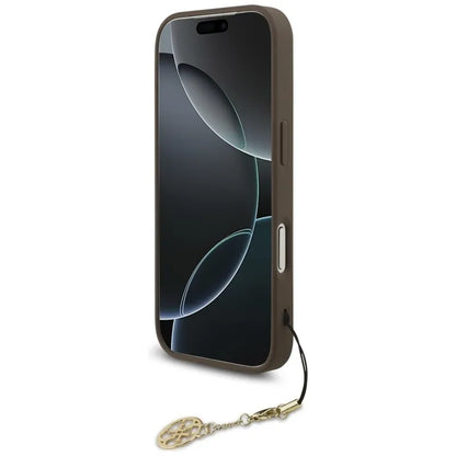 Guess 4G Charms Collection MagSafe – dėklas iPhone 17 Pro (rudas)