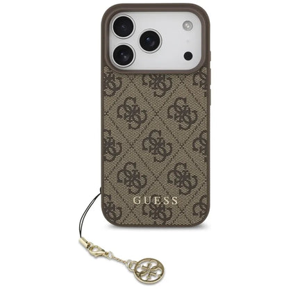 Guess 4G Charms Collection MagSafe – dėklas iPhone 17 Pro (rudas)