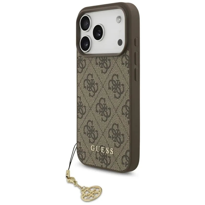 Guess 4G Charms Collection MagSafe – dėklas iPhone 17 Pro (rudas)