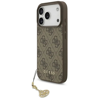 Guess 4G Charms Collection MagSafe – dėklas iPhone 17 Pro (rudas)