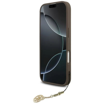 Guess 4G Charms Collection MagSafe – dėklas iPhone 17 (ruda)