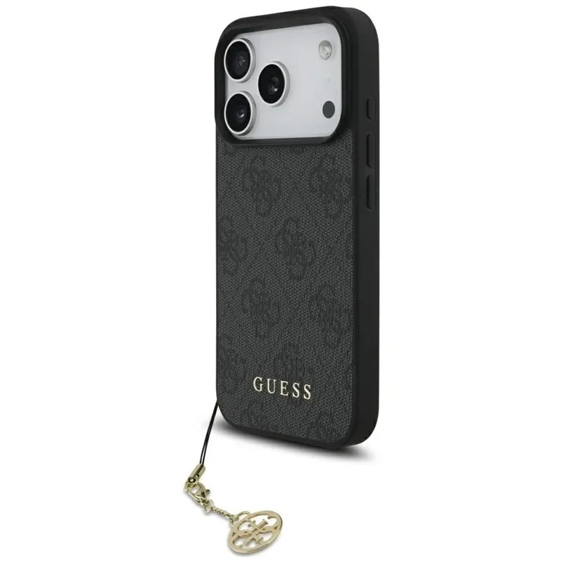 Guess 4G Charms Collection MagSafe – dėklas, skirtas iPhone 17 Pro (juodas)