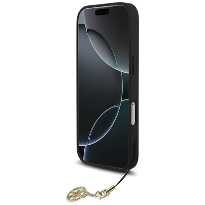 Guess 4G Charms Collection MagSafe – dėklas, skirtas iPhone 17 Pro (juodas)