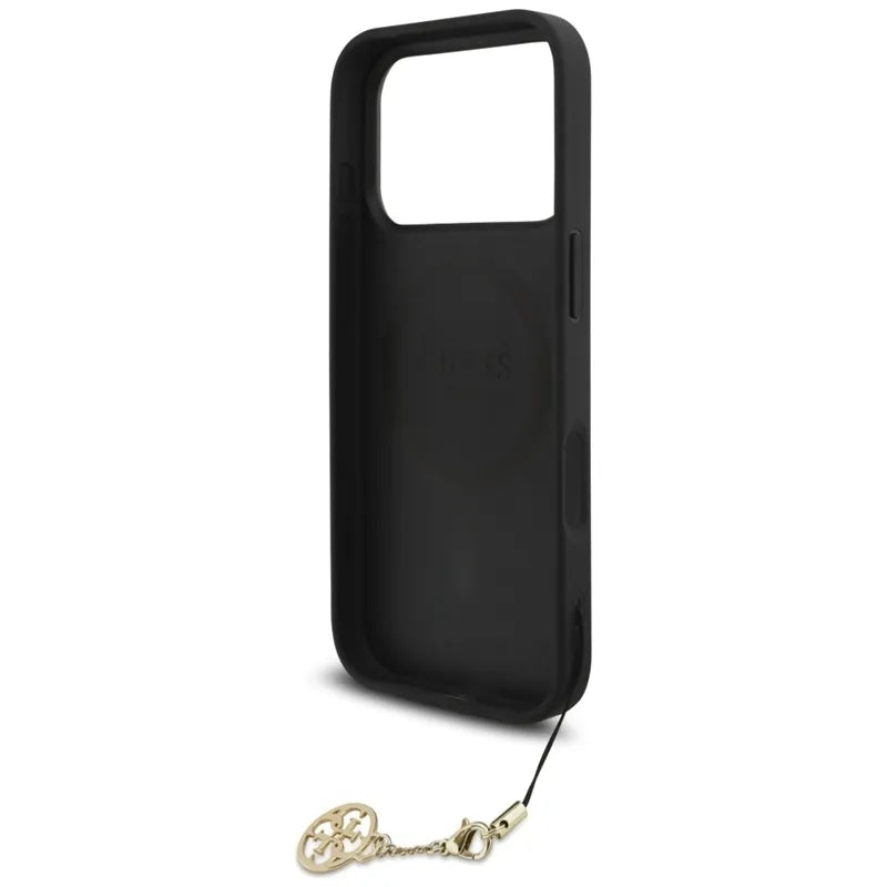 Guess 4G Charms Collection MagSafe – dėklas, skirtas iPhone 17 Pro (juodas)