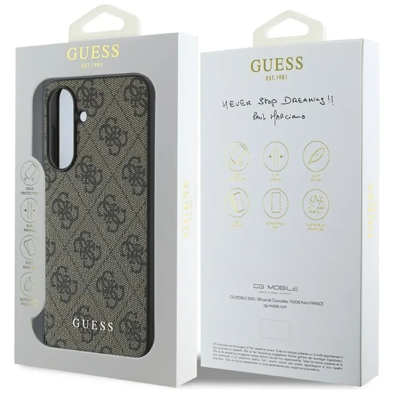 Guess 4G Charms kolekcija – dėklas Samsung Galaxy A56 5G (rudas)