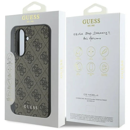 Guess 4G Charms kolekcija – dėklas Samsung Galaxy A56 5G (rudas)