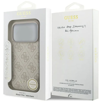 Guess 4G Charms kolekcijos MagSafe dėklas - iPhone 17 Pro (rožinis)