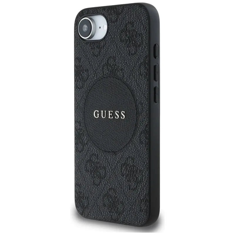 Guess 4G Circle Classic Logo MagSafe - Dėklas iPhone 16e (juodas)
