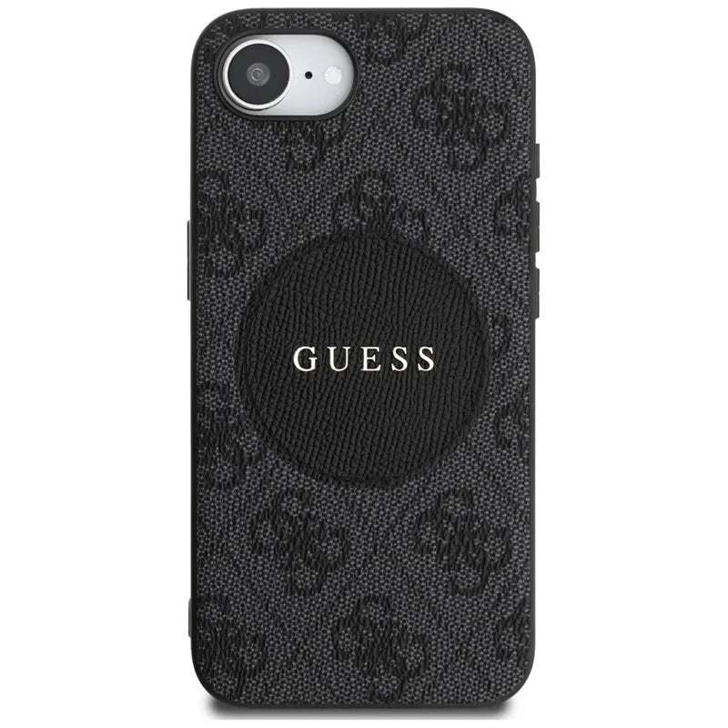 Guess 4G Circle Classic Logo MagSafe - Dėklas iPhone 16e (juodas)