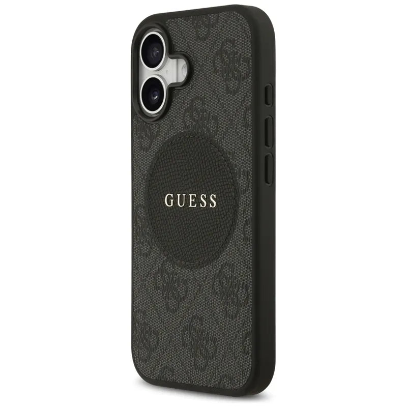 Guess 4G Circle Classic Logo MagSafe dėklas – iPhone 17 (juodas)