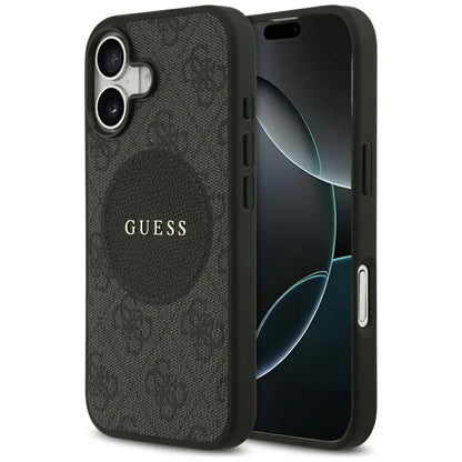 Guess 4G Circle Classic Logo MagSafe dėklas – iPhone 17 (juodas)