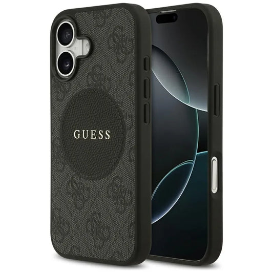 Guess 4G Circle Classic Logo MagSafe dėklas – iPhone 17 (juodas)