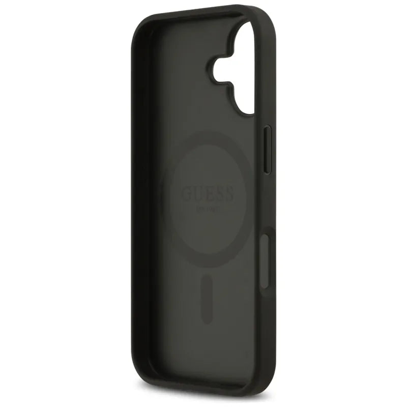 Guess 4G Circle Classic Logo MagSafe dėklas – iPhone 17 (juodas)