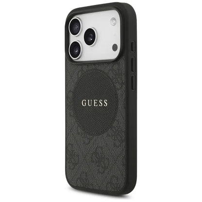 Guess 4G Circle Classic Logo MagSafe dėklas iPhone 17 Pro (juodas)