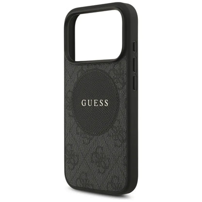 Guess 4G Circle Classic Logo MagSafe dėklas iPhone 17 Pro (juodas)