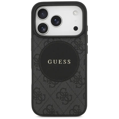 Guess 4G Circle Classic Logo MagSafe dėklas iPhone 17 Pro (juodas)