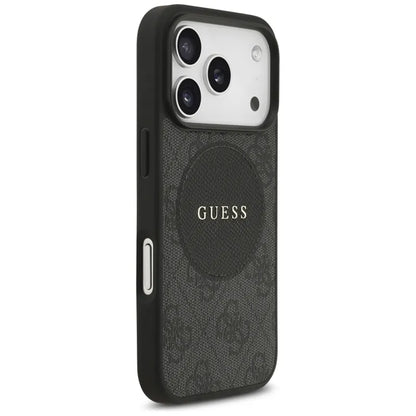 Guess 4G Circle Classic Logo MagSafe dėklas iPhone 17 Pro (juodas)