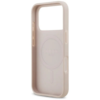 Guess 4G Circle Classic Logo MagSafe dėklas iPhone 17 Pro (rožinis)