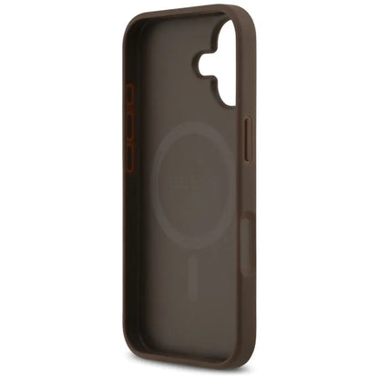 Guess 4G Circle Classic Logo MagSafe – dėklas iPhone 17 (rudas)
