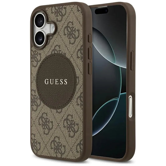 Guess 4G Circle Classic Logo MagSafe – dėklas iPhone 17 (rudas)