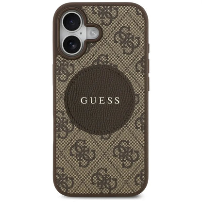Guess 4G Circle Classic Logo MagSafe – dėklas iPhone 17 (rudas)