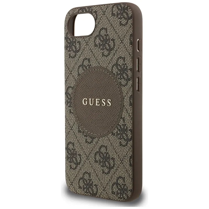 Guess 4G Circle Classic Logo MagSafe - dėklas skirtas iPhone 16e (rudas)