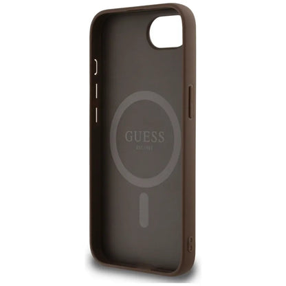 Guess 4G Circle Classic Logo MagSafe - dėklas skirtas iPhone 16e (rudas)