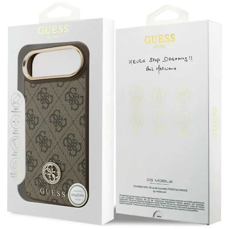 Guess 4G Cirkonio Logotipas MagSafe Dėklas iPhone Air (Rudos)