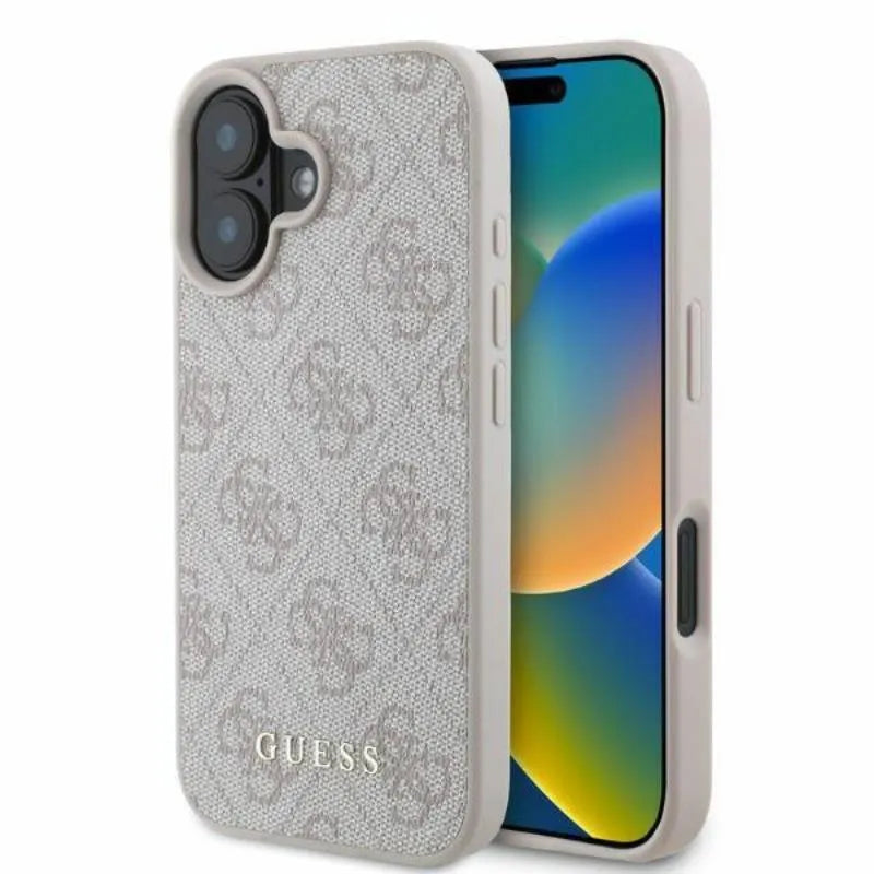 Guess 4G Classic – dėklas, skirtas „iPhone 16“ (rožinis)