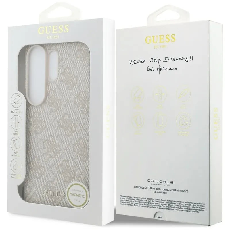 Guess 4G Classic Logo Charm MagSafe - Samsung Galaxy S26 Ultra dėklas (Rožinis)