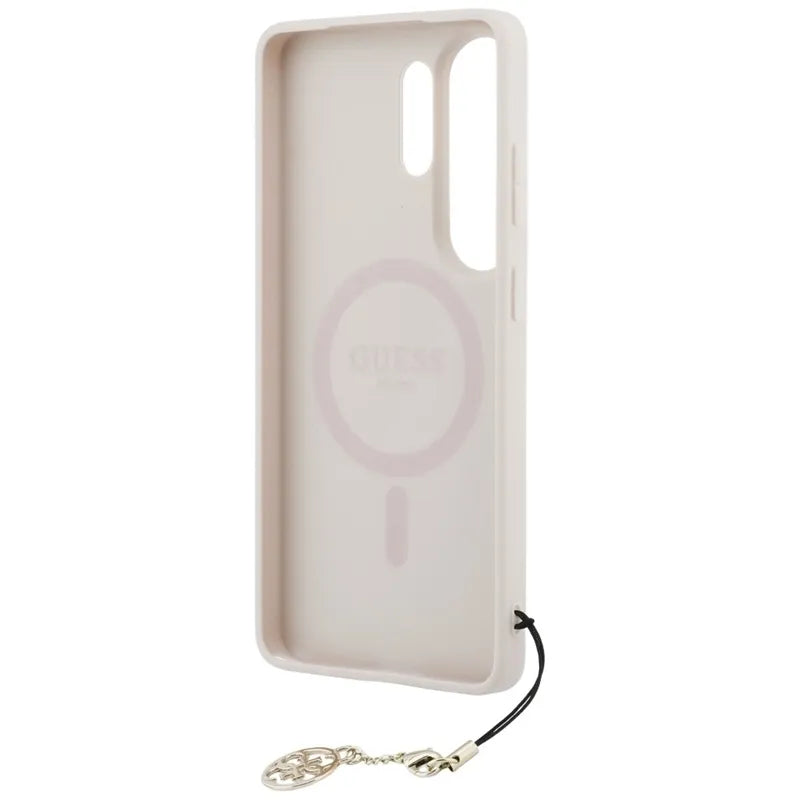 Guess 4G Classic Logo Charm MagSafe - Samsung Galaxy S26 Ultra dėklas (Rožinis)