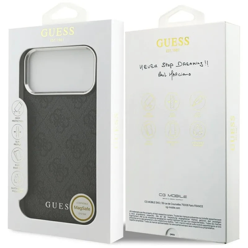 Guess 4G Classic Logo MagSafe – dėklas iPhone 17 Pro Max (juodas)
