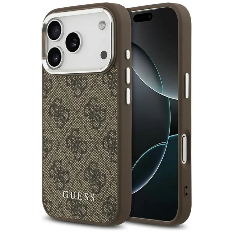 Guess 4G Classic Logo MagSafe – dėklas iPhone 17 Pro telefonui (rudas)