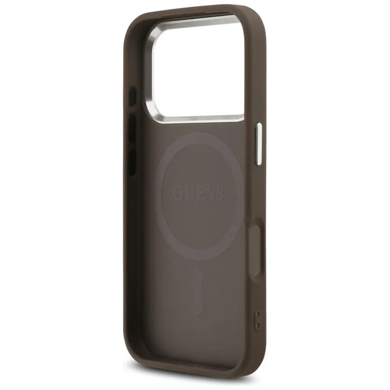 Guess 4G Classic Logo MagSafe – dėklas iPhone 17 Pro telefonui (rudas)