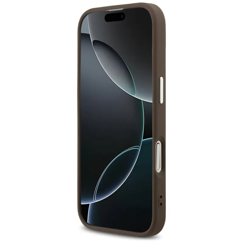 Guess 4G Classic Logo MagSafe – Dėklas iPhone 17 (Rudos spalvos)
