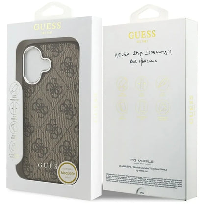 Guess 4G Classic Logo MagSafe – Dėklas iPhone 17 (Rudos spalvos)