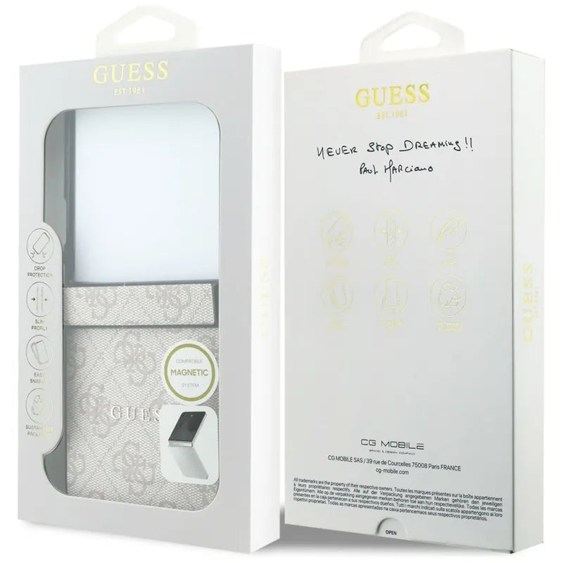 Guess 4G Classic MagSafe - dėklas Samsung Galaxy Z Flip 8 (rožinis)