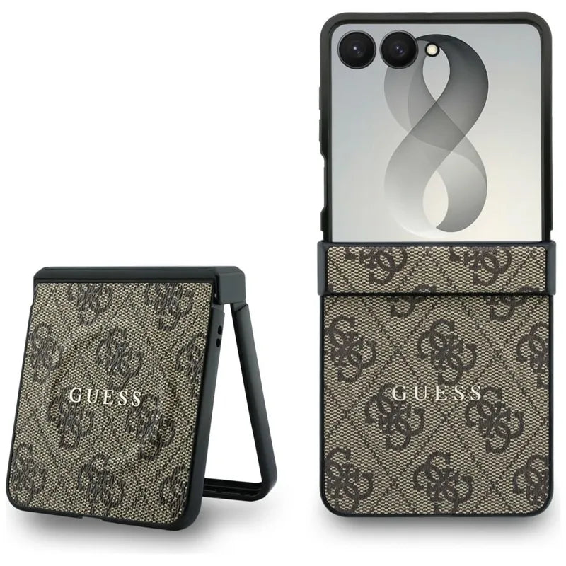 Guess 4G Classic MagSafe - Dėklas Samsung Galaxy Z Flip 8 telefonui (rudos spalvos)