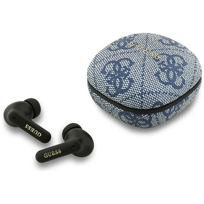 Guess 4G Classic Metal Logo - Bluetooth TWS ENC ausinės + įkrovimo dėklas (Mėlyna)