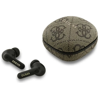 Guess 4G Classic Metal Logo - Bluetooth TWS ENC ausinės + įkrovimo dėklas (Ruda)