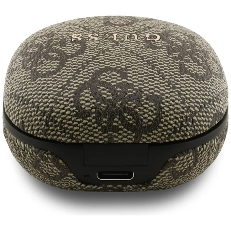 Guess 4G Classic Metal Logo - Bluetooth TWS ENC ausinės + įkrovimo dėklas (Ruda)