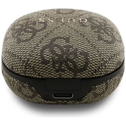 Guess 4G Classic Metal Logo - Bluetooth TWS ENC ausinės + įkrovimo dėklas (Ruda)
