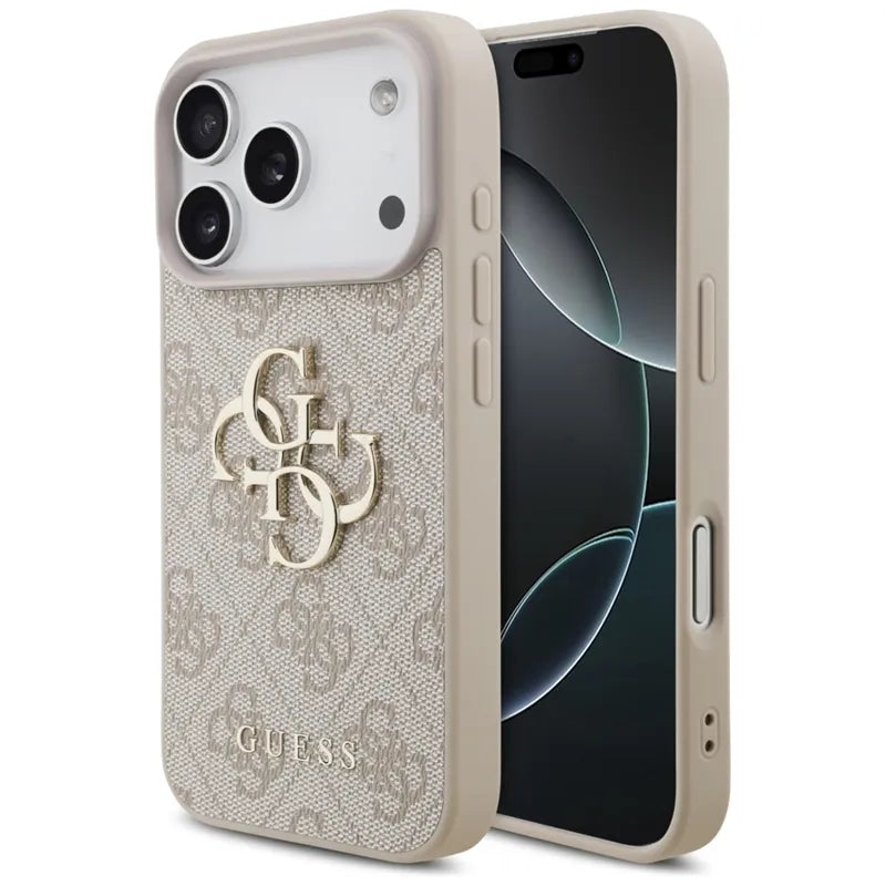 Guess 4G Dėklas su dideliu logotipu iPhone 17 Pro (rožinis)