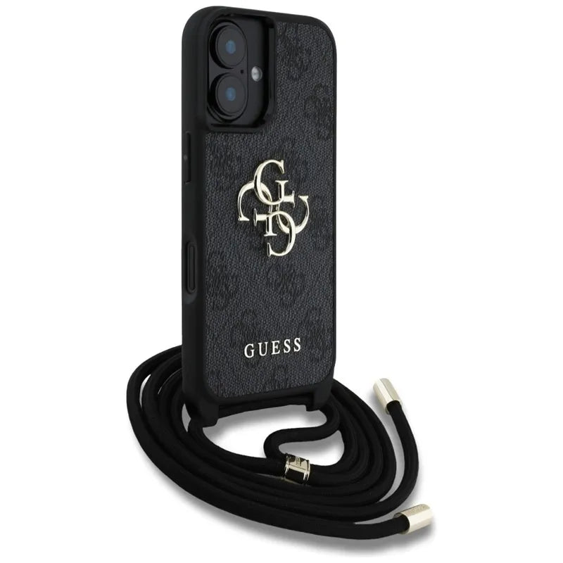 Guess 4G Didelio Logo Virvelės Dirželis Per Petį - Dėklas iPhone 16 (juodas)